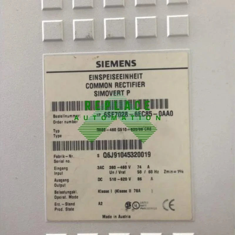 Siemens Used 6SE7028-6EC85-0AA0